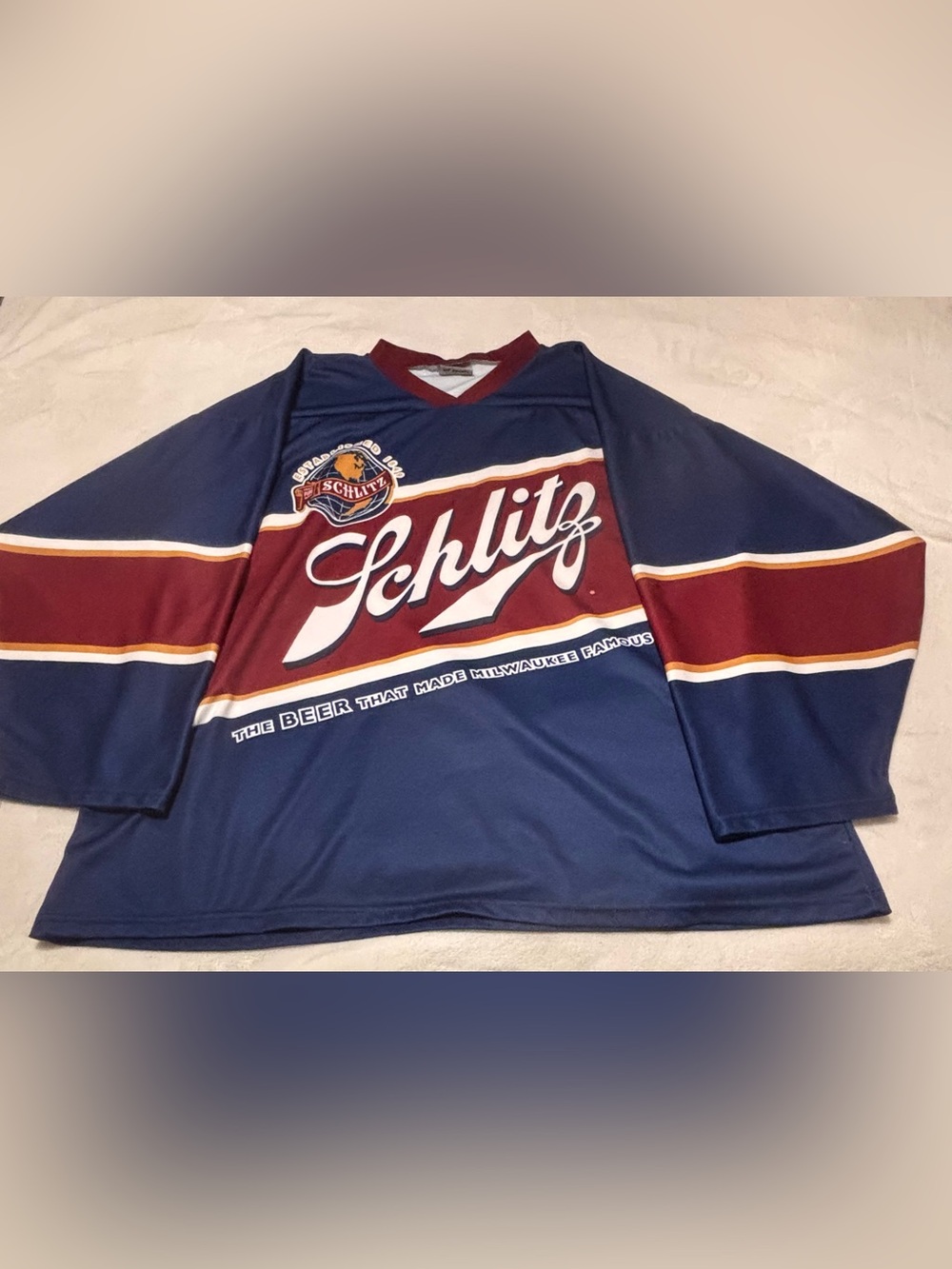 Vintage Schlitz Beer Hockey Jersey Mens XXL - 3XL READ FOR CONDITION & SIZING